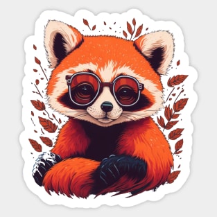 Red panda in sunglasses Sticker